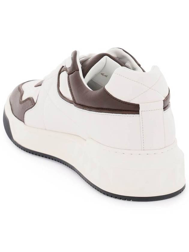 Nappa Leather One Stud Low Top Sneakers White Brown - VALENTINO - BALAAN 3