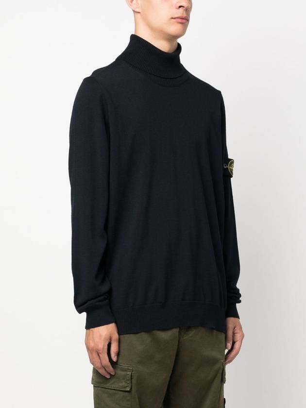 Wappen Patch Virgin Wool Turtleneck Navy - STONE ISLAND - BALAAN 6