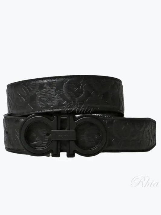 Men's Gancini Reversible Leather Belt Black - SALVATORE FERRAGAMO - BALAAN 2