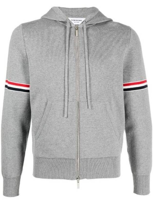 Cotton Milano Armband Zip Up Hoodie Light Grey - THOM BROWNE - BALAAN 1