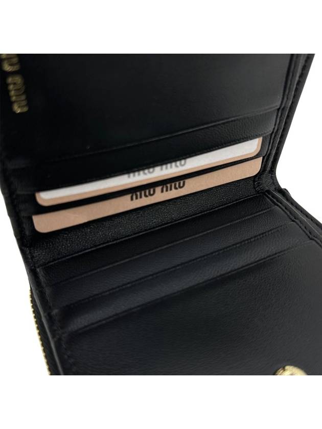 Matelasse Logo Zip Around Half Wallet Black - MIU MIU - BALAAN 7