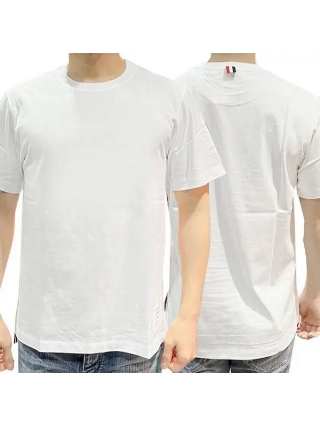 Men's Side Slit Relaxed Short Sleeve T-Shirt White - THOM BROWNE - BALAAN 2