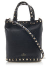 Rockstud Tote Bag Black - VALENTINO - BALAAN 4