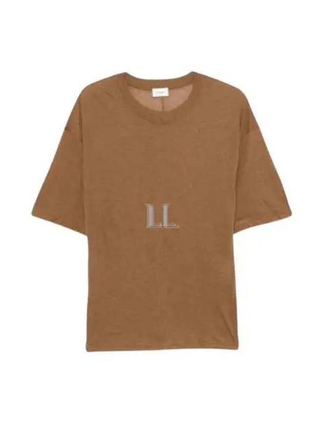 Crew Neck Cotton Short Sleeve T-Shirt Brown - SAINT LAURENT - BALAAN 2