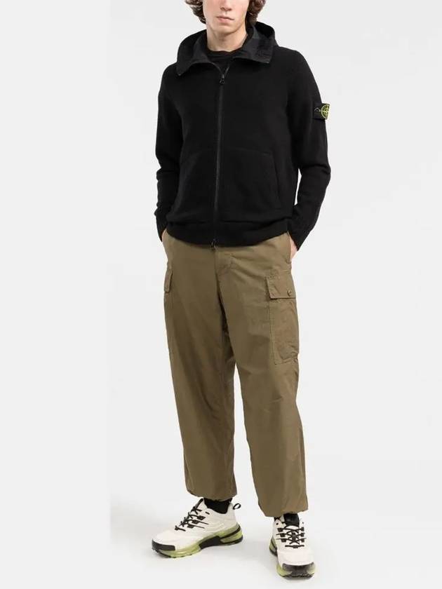 Waffen Patch Knit Zip Up Hoodie Black - STONE ISLAND - BALAAN 5