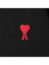 Heart Logo Merino Wool Cardigan Black - AMI - BALAAN 5