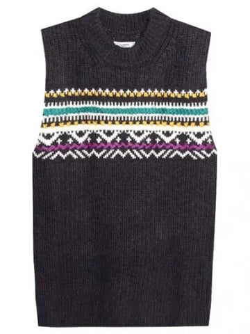 Gresley Jacquard Wool Sweater Vest Women s Knit - ISABEL MARANT - BALAAN 1