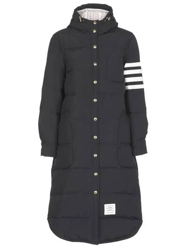 Downfilled Ripstop Classic 4 Striped Hoodie Down Long Padding Navy - THOM BROWNE - BALAAN 2