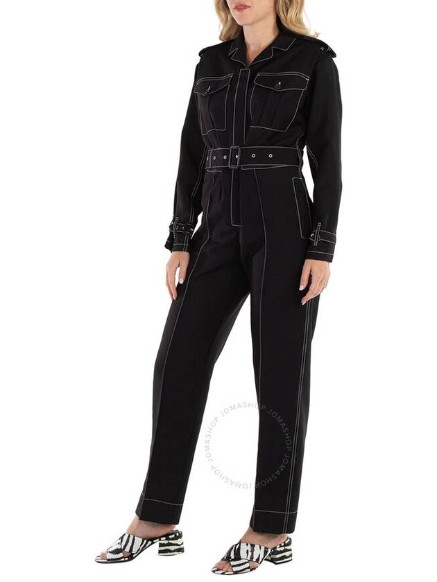 Burberry Black Catalina Long-Sleeve Belted Jumpsuit, Brand Size 6 (US Size 4) - BURBERRY - BALAAN 3