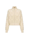 Macrocannage Zipper Technical Wool Cashmere Knit Cardigan White - DIOR - BALAAN 1