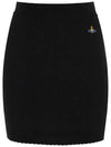 Women's ORB Logo Knit Bea Mini H Line Skirt Black - VIVIENNE WESTWOOD - BALAAN 3