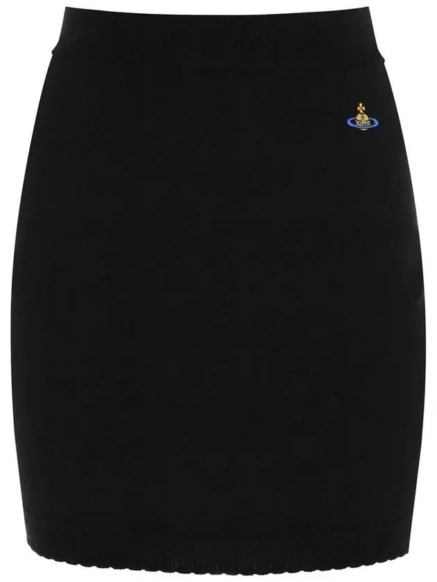 Women's ORB Logo Knit Bea Mini H Line Skirt Black - VIVIENNE WESTWOOD - BALAAN 3