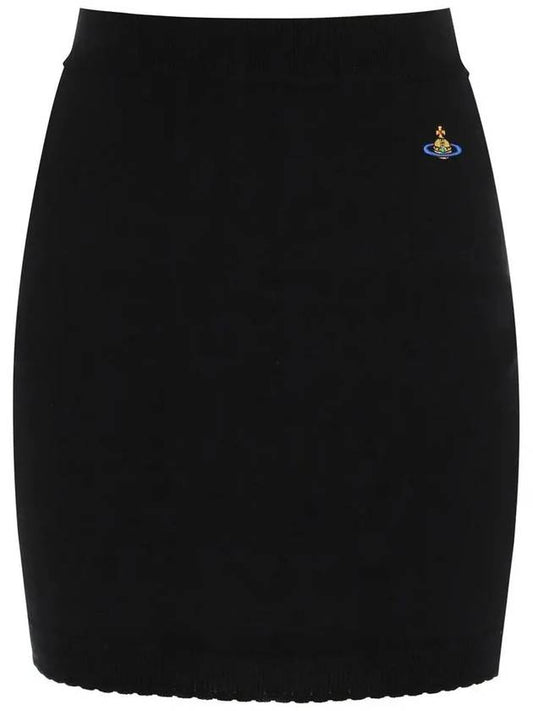 Women's ORB Logo Embroidered Knit H-Line Skirt Black - VIVIENNE WESTWOOD - BALAAN 2