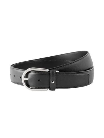 Horseshoe Buckle Classic Leather Belt Grey - MONTBLANC - BALAAN 1