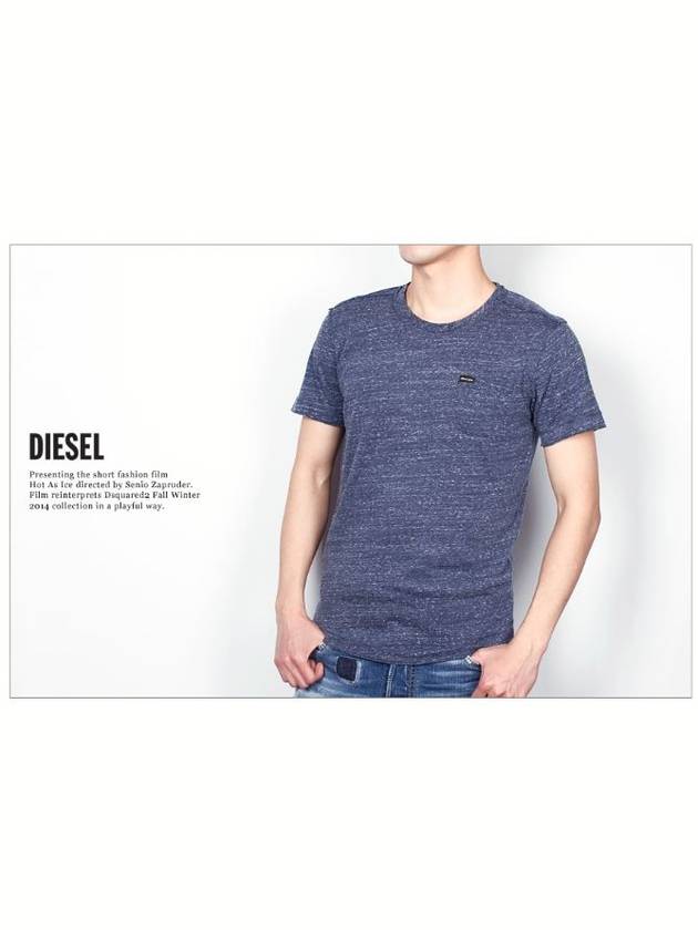 Men Short Sleeve TShirt Pocket Round Bokashi Blue 8DJ - DIESEL - BALAAN 2