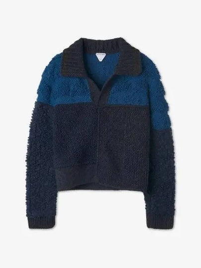 Patchwork Wool Knit Top Navy - BOTTEGA VENETA - BALAAN 2