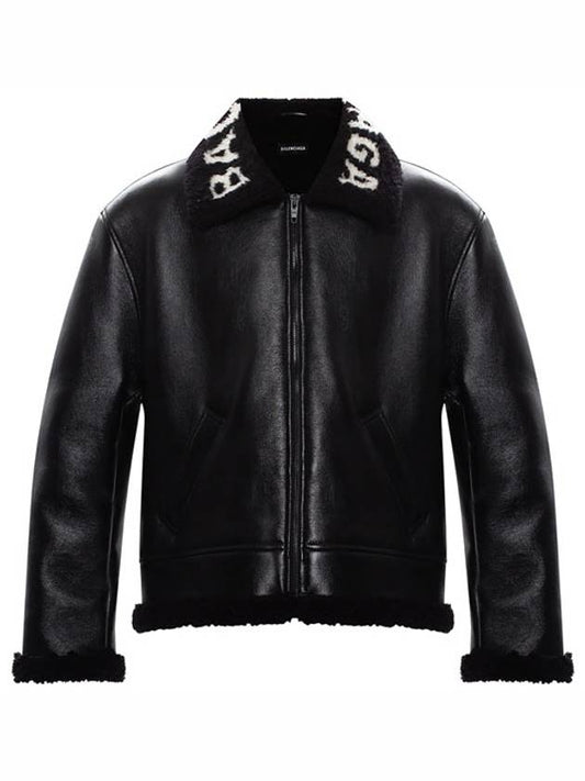 leather shearling jacket black - BALENCIAGA - BALAAN 2