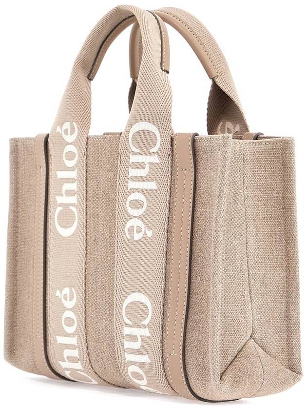 Woody Small Tote Bag Beige Linen - CHLOE - BALAAN 4