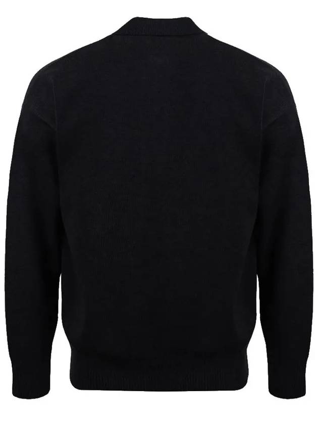 Small Heart Extra Fine Merino Wool PK Shirt Black - AMI - BALAAN.