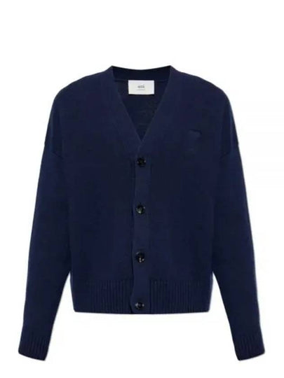 De Coeur V-Neck Cardigan Navy - AMI - BALAAN 2