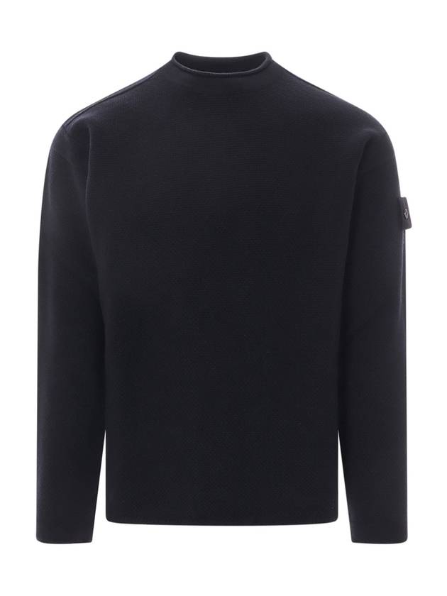 Ghost Piece Crew Neck Wool Knit Top Navy - STONE ISLAND - BALAAN 2