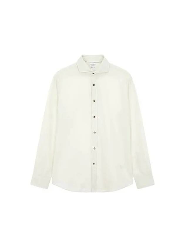 Men s Cotton Corduroy Easy Fit Shirt Ivory 270247 - BRUNELLO CUCINELLI - BALAAN 1