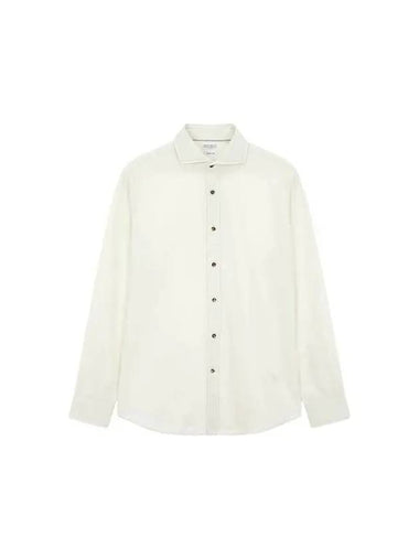 Men s Cotton Corduroy Easy Fit Shirt Ivory 270247 - BRUNELLO CUCINELLI - BALAAN 1