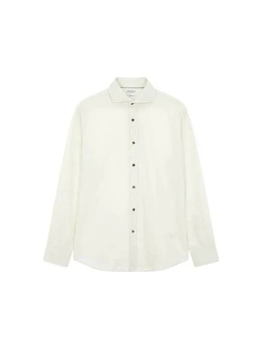 Men s Cotton Corduroy Easy Fit Shirt Ivory 270247 - BRUNELLO CUCINELLI - BALAAN 1