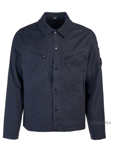 Men's Gabardine Lens Long Sleeve Shirt Navy - CP COMPANY - BALAAN 1