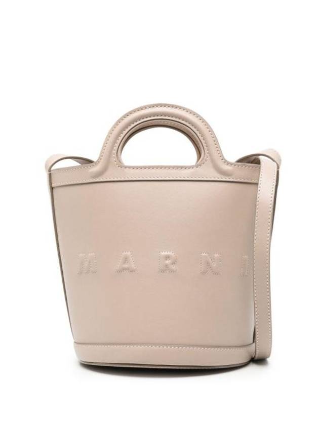 Tropicalia Leather Small Bucket Bag Beige - MARNI - BALAAN 1