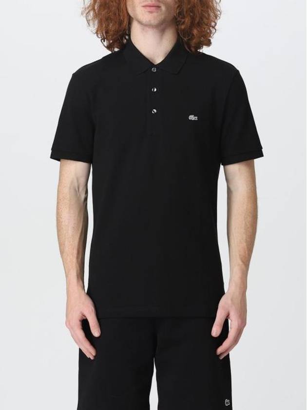 Logo Patch Slim Fit Polo Shirt Black - LACOSTE - BALAAN 1