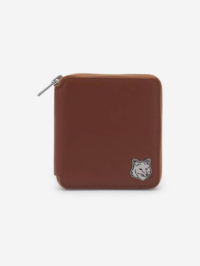 Fox Head Square Zipper Half Wallet Brown - MAISON KITSUNE - BALAAN 2