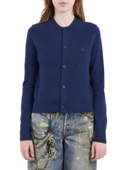 Wool Crew Neck Cardigan Blue - ACNE STUDIOS - BALAAN 2