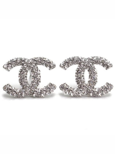 Crystal CC Logo Earrings Silver - CHANEL - BALAAN 2