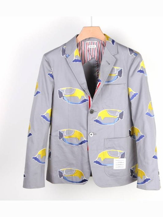 Yellowfish Blazer Gray MJU415A - THOM BROWNE - BALAAN 1