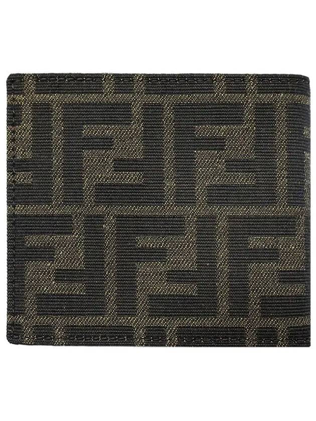 FF Fabric Leather Bifold Wallet Brown - FENDI - BALAAN 9