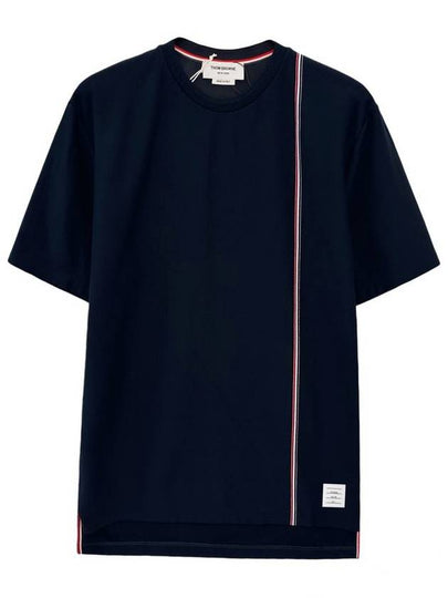 RWB Stripe Cotton Short Sleeve T-shirt Navy - THOM BROWNE - BALAAN 2