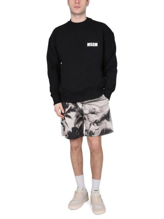 Back Logo Print Cotton Sweatshirt Black - MSGM - BALAAN 3