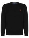 Embroidery Logo Crew Neck Knit Top Black - POLO RALPH LAUREN - BALAAN 1