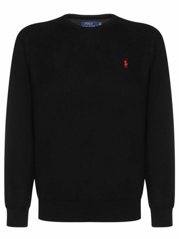 Embroidery Logo Crew Neck Knit Top Black - POLO RALPH LAUREN - BALAAN 1