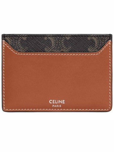 Triomphe Canvas Calfskin Card Wallet Tan - CELINE - BALAAN 1