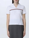 Three Stripes High Twist Rib Polo Shirt White - THOM BROWNE - BALAAN 5