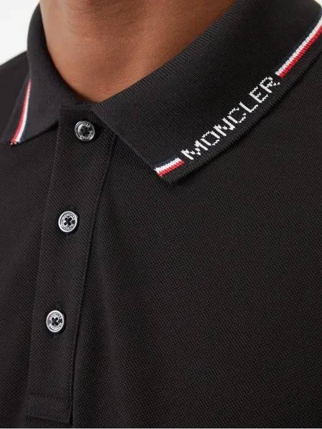 Logo Patch Tip Collar Cuffs Cotton Pique Polo Shirt Black 8A00012 84556 999 - MONCLER - BALAAN 2