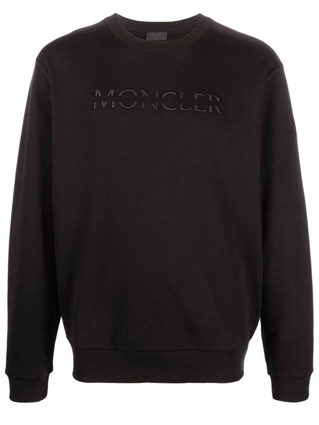 Tonal Logo Crew Neck Sweatshirt Black - MONCLER - BALAAN 2