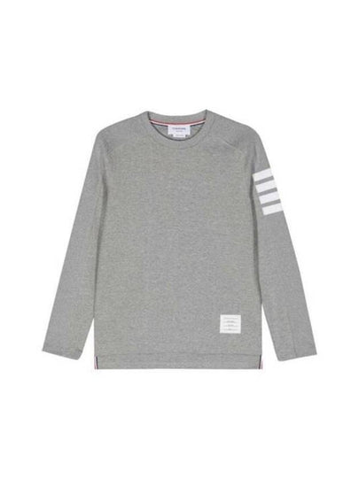 4-Bar Striped Cotton Long Sleeve T-Shirt Light Grey - THOM BROWNE - BALAAN 2