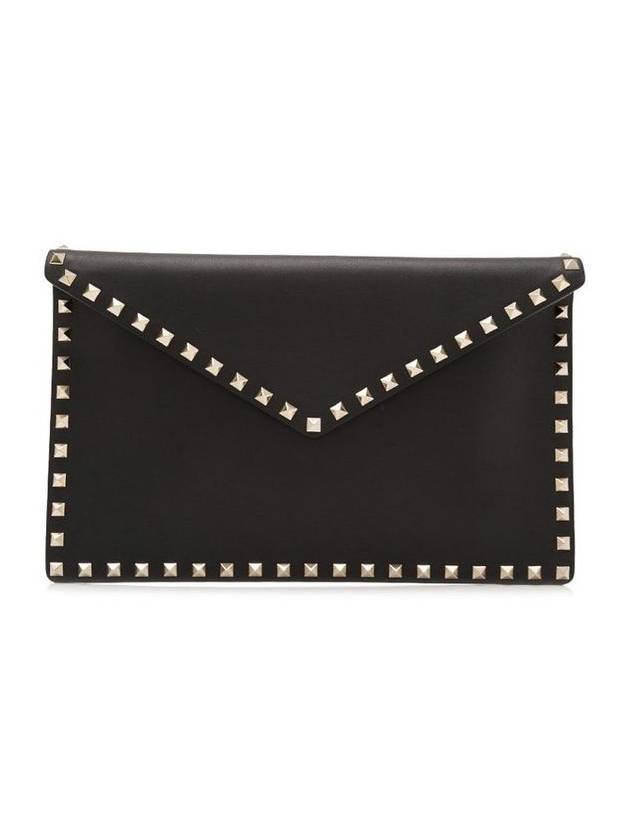 11Th Anniversary Rockstud Envelope Clutch Bag Black - VALENTINO - BALAAN 1