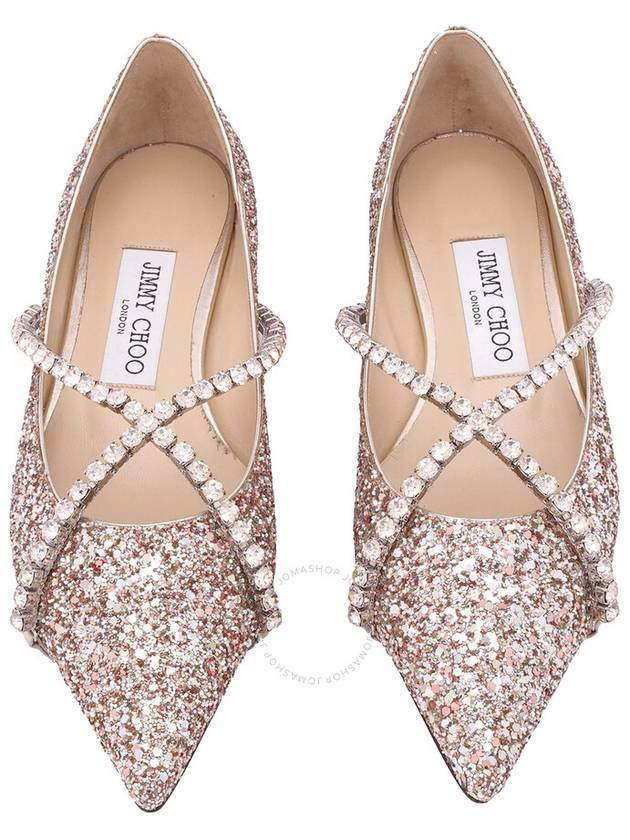 Jimmy Choo Rose Mix/Crystal Honey Glitter Genevi Flats, Brand Size 35.5 ( US Size 5.5 ) - JIMMY CHOO - BALAAN 3