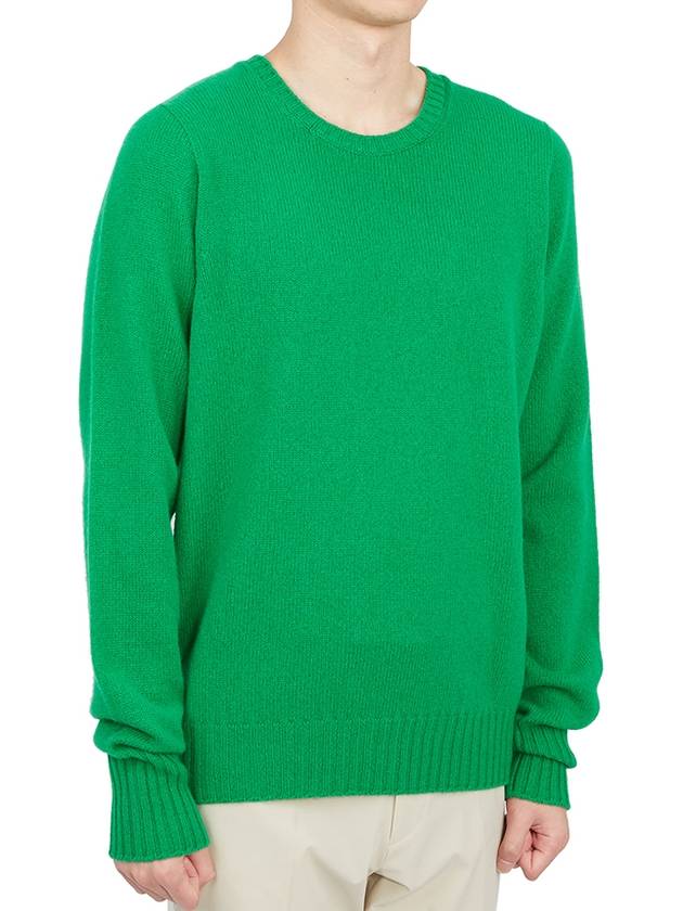 Crew Neck Lambswool Knit Top Green - DRUMOHR - BALAAN 4