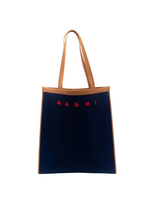 Trunk Soft Fabric Tote Bag Navy - MARNI - BALAAN 1