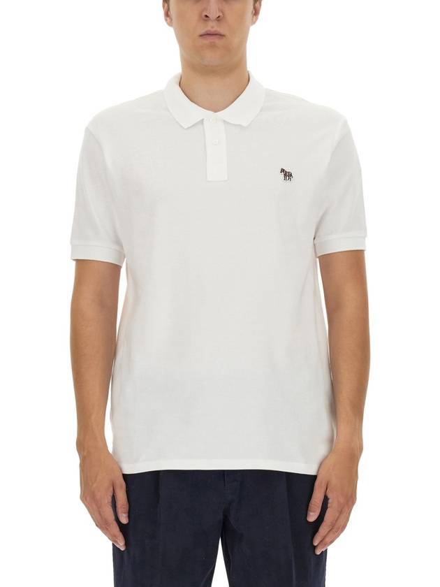 Regular Fit Zebra Logo Short Sleeve Polo Shirt White - PAUL SMITH - BALAAN 2